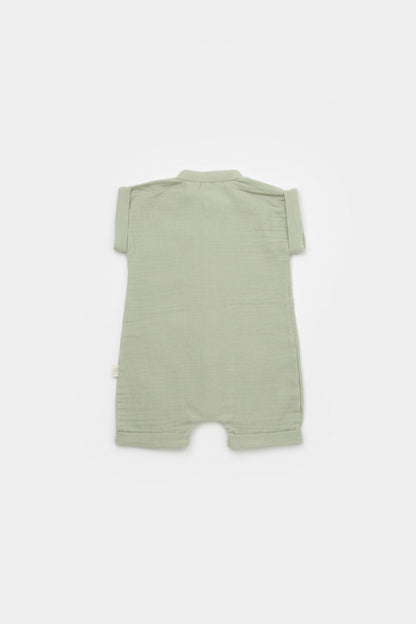 Salopeta de vara din muselina, BabyCosy, 100% bumbac organic, verde