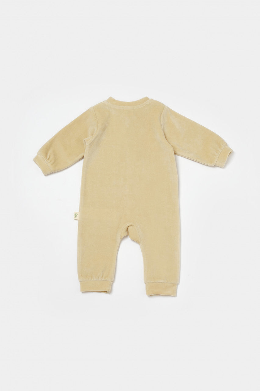 Salopeta Elefant cu maneca lunga din 80%bumbac organic si 20% poliester - Stone, BabyCosy