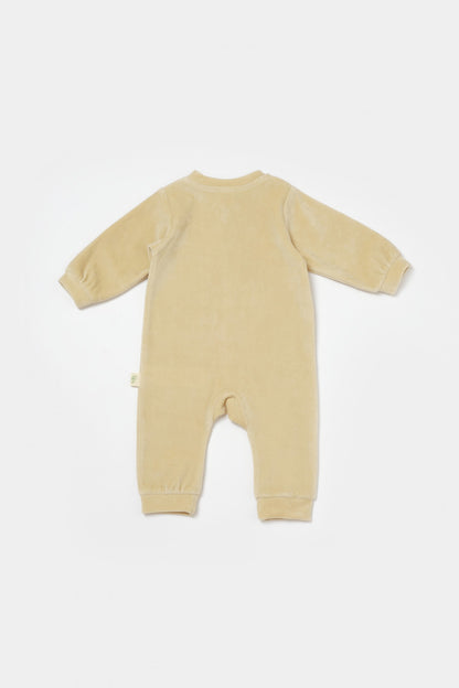 Salopeta Elefant cu maneca lunga din 80%bumbac organic si 20% poliester - Stone, BabyCosy