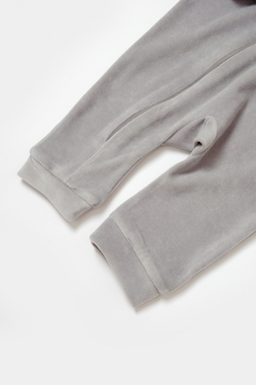 Salopeta Elefant cu maneca lunga din 80%bumbac organic si 20% poliester - Gri, BabyCosy