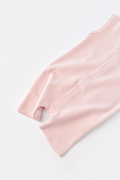 Salopeta fara maneci si pantaloni scurti - 100% bumbac organic - Roz, BabyCosy