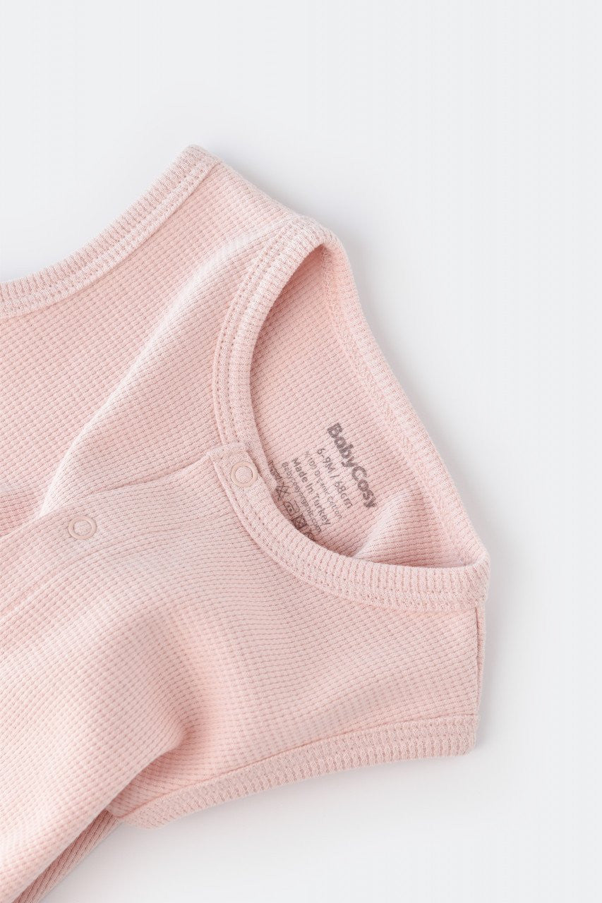 Salopeta fara maneci si pantaloni scurti - 100% bumbac organic - Roz, BabyCosy