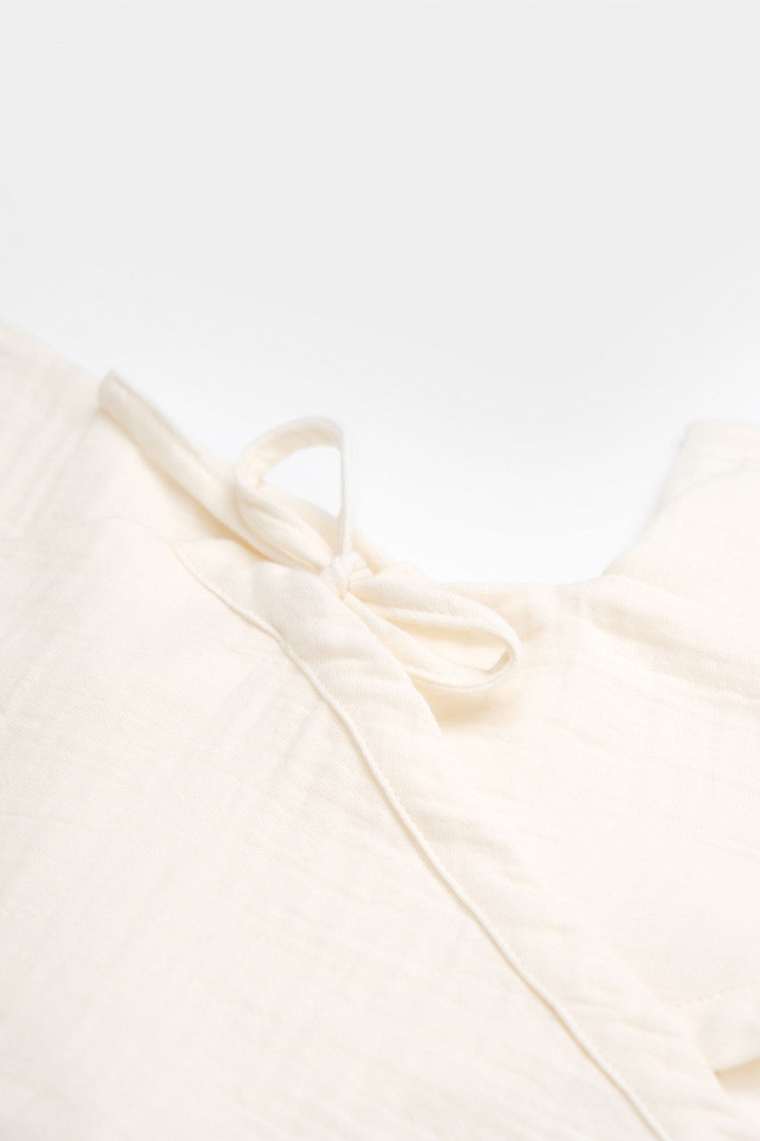 Salopeta petrecuta din muselina, BabyCosy, 100% bumbac organic, Ecru