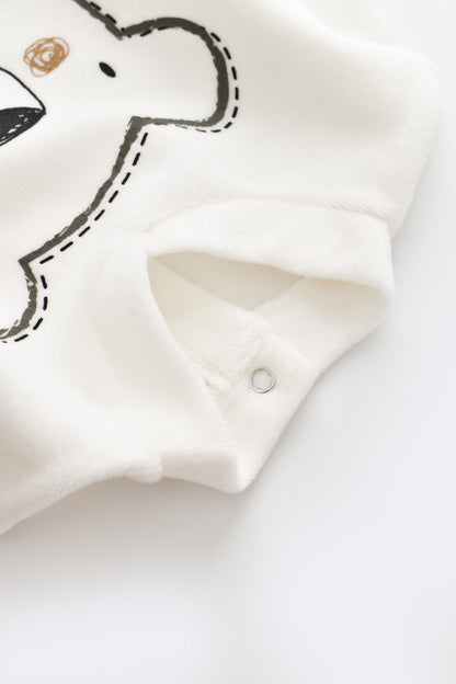 Salopeta Ursulet cu maneca lunga si botosei din 80%bumbac organic si 20% poliester - Antracit, BabyCosy