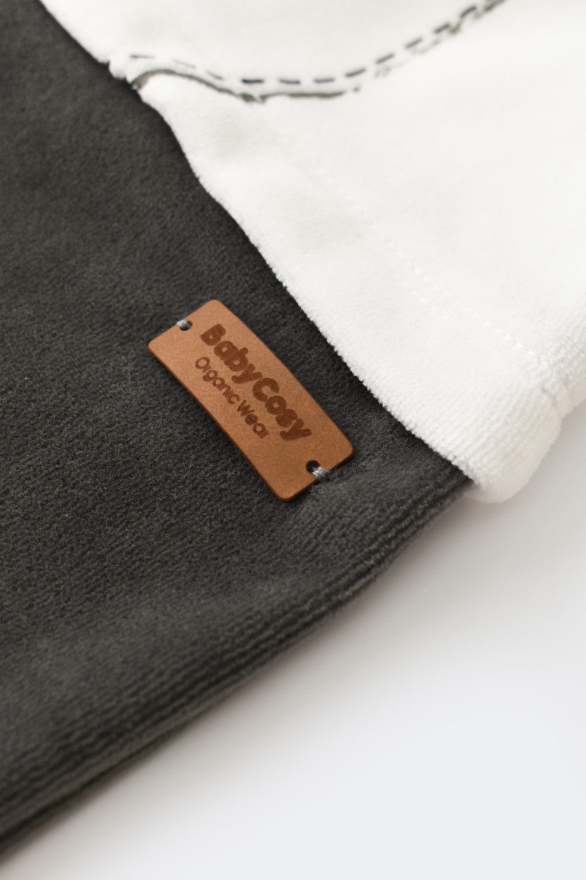 Salopeta Ursulet cu maneca lunga si botosei din 80%bumbac organic si 20% poliester - Antracit, BabyCosy