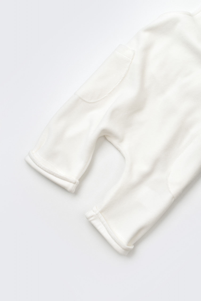 Salopeta Velvet cu bretele din 80%bumbac organic si 20% poliester - Ecru, BabyCosy
