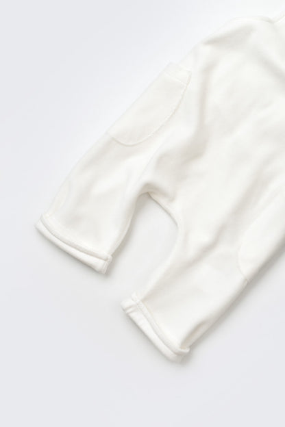 Salopeta Velvet cu bretele din 80%bumbac organic si 20% poliester - Ecru, BabyCosy