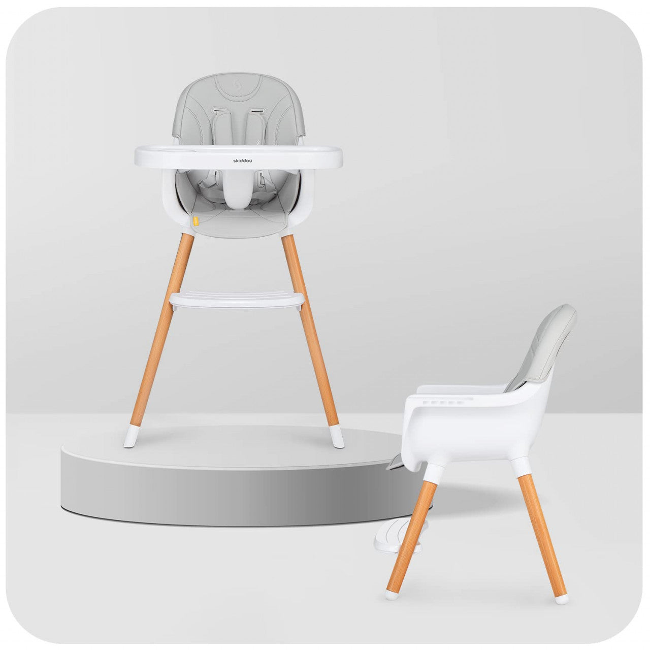 Scaun de masa 2 in 1 transformabil Skiddou Sunt, Normandic Dream, Gri deschis