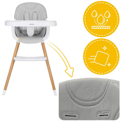 Scaun de masa 2 in 1 transformabil Skiddou Sunt, Normandic Dream, Gri deschis