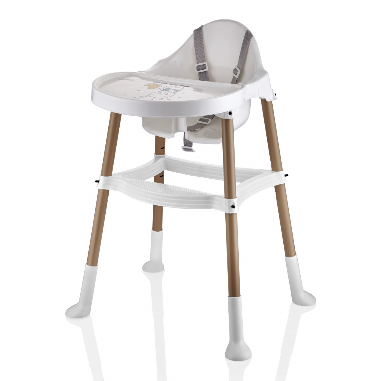 Scaun de masa BabyJem, pentru bebe, multifunctional, cu tavita si suport pentru picioare
