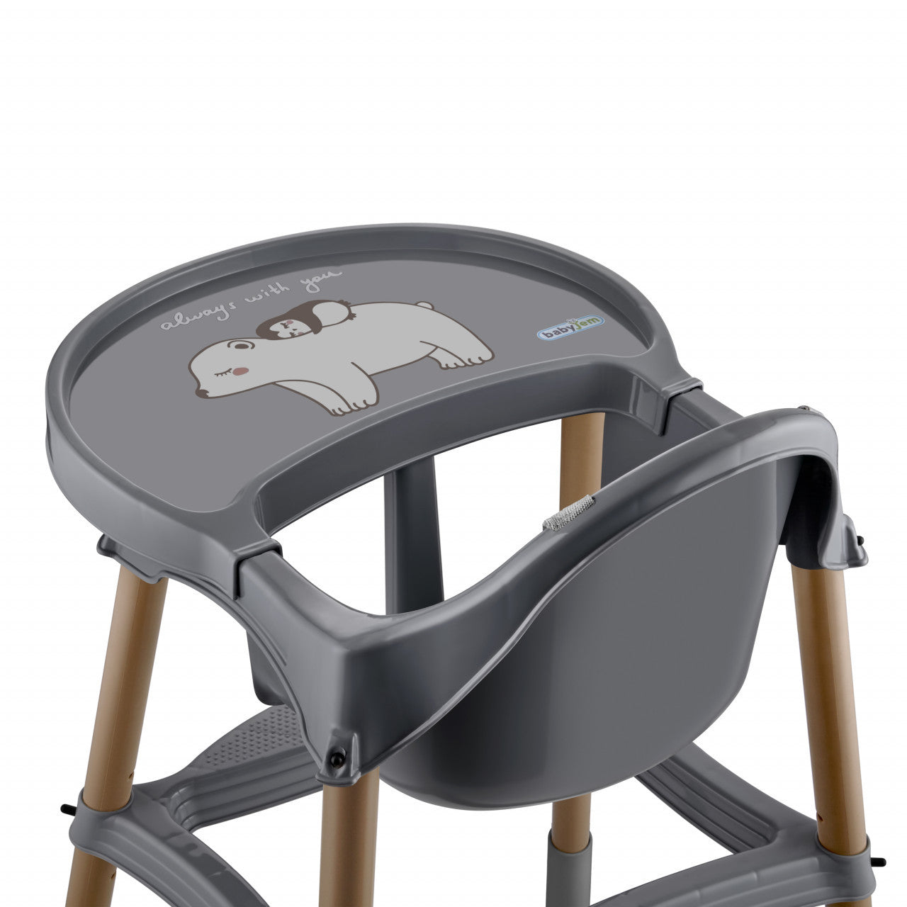 Scaun de masa BabyJem, pentru bebe, multifunctional, cu tavita si suport pentru picioare