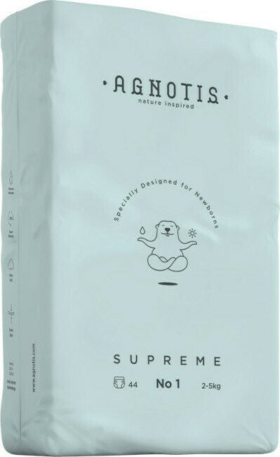 Scutece hipoalergenice Supreme Agnotis, marimea nr.1, 2-5 kg, 44 bucati