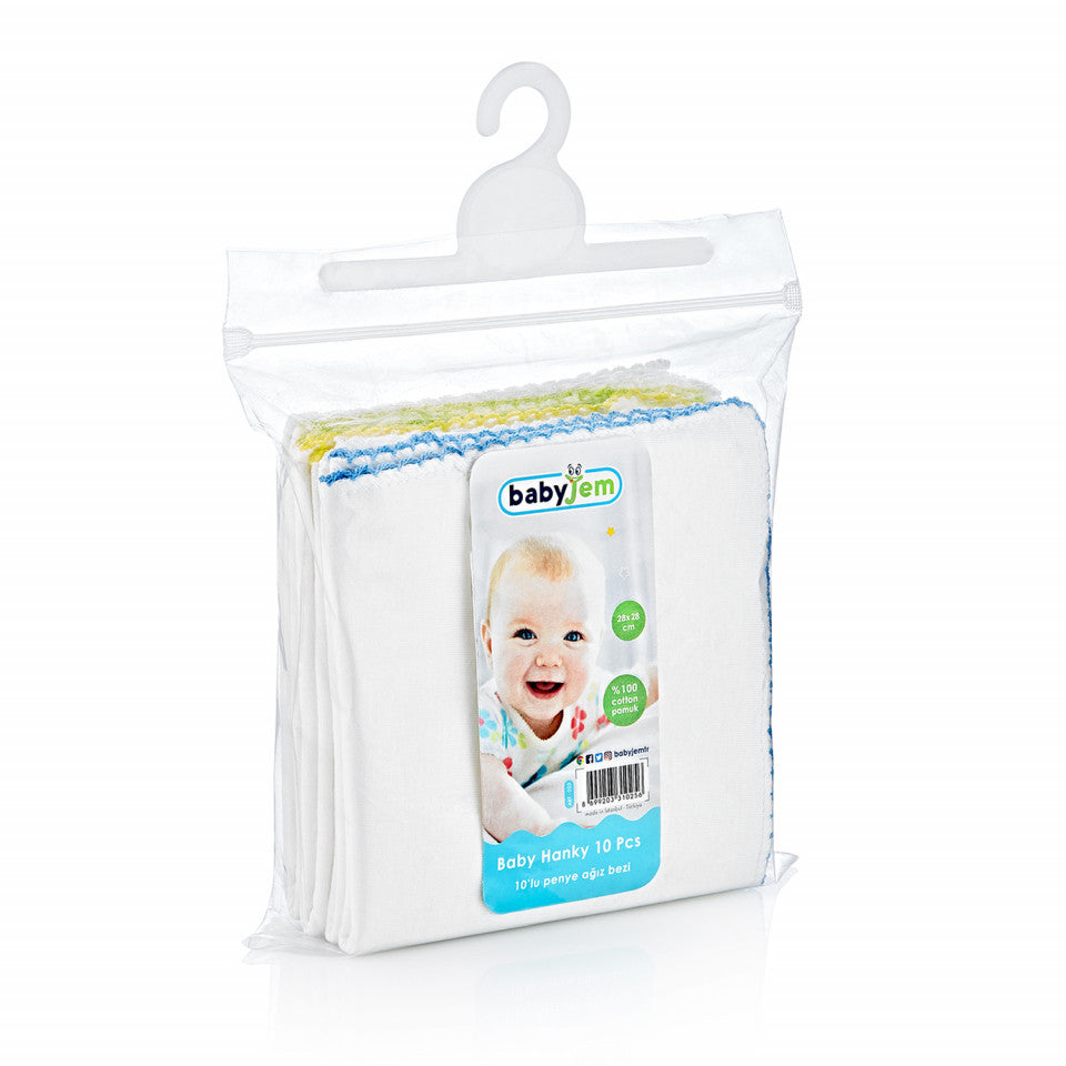 Set 10 batistute BabyJem din bumbac pentru copii 20x20 cm