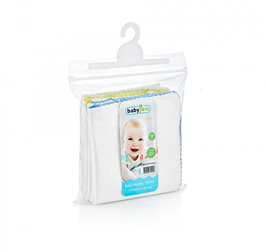 Set 10 batistute BabyJem din bumbac pentru copii 28x28 cm - Batista