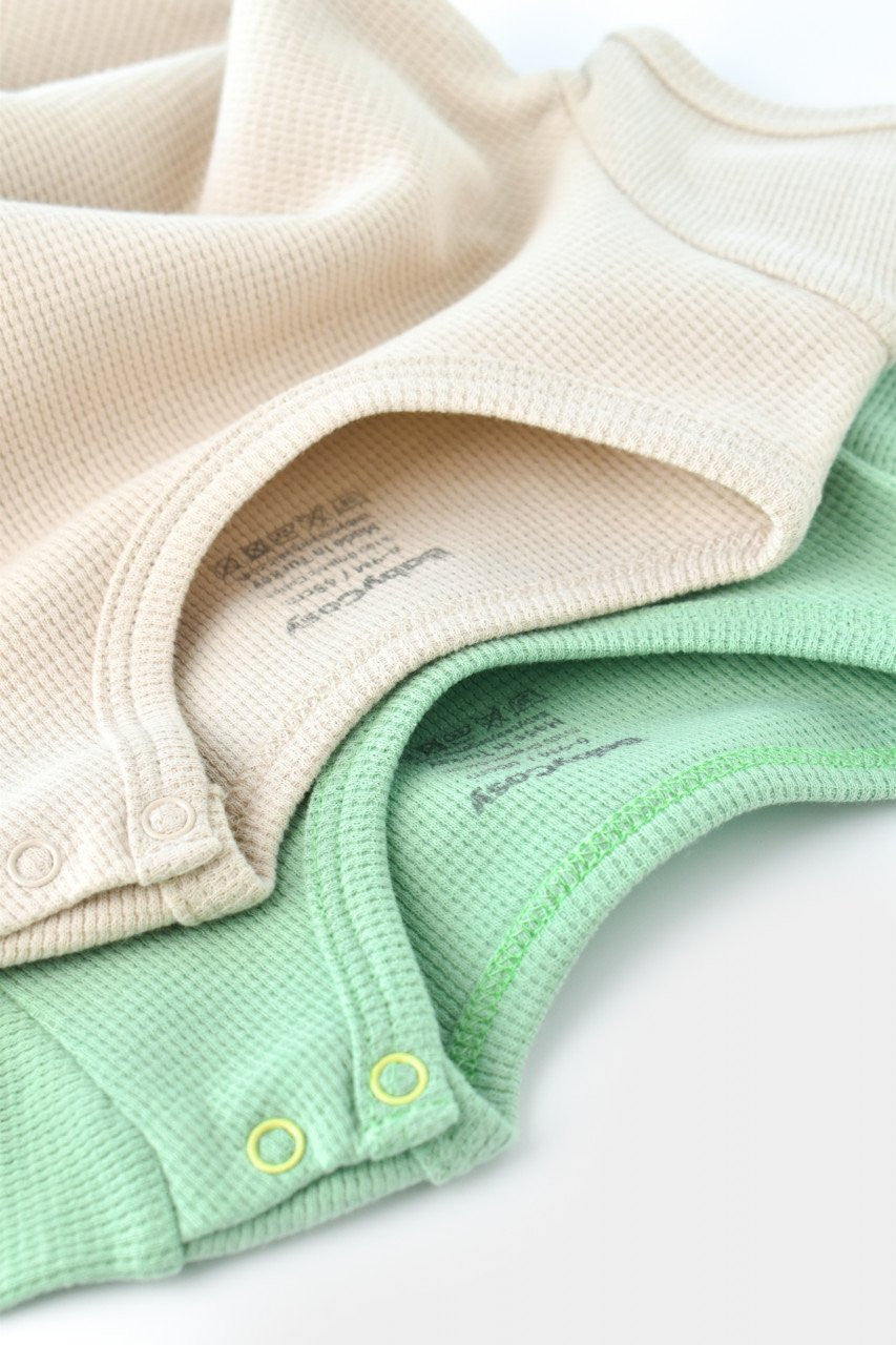 Set 2 body-uri bebe unisex -100% bumbac organic - Mint/Stone, BabyCosy