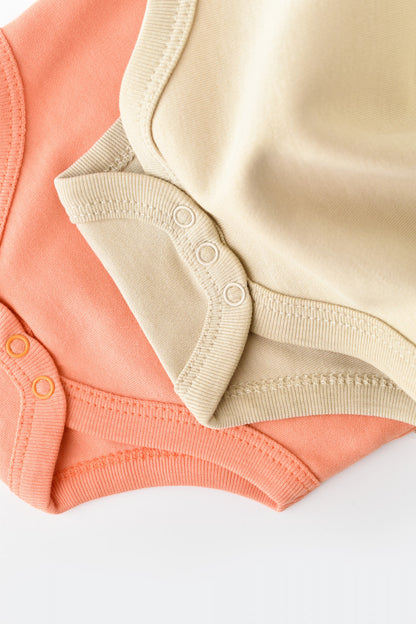 Set 2 body-uri bebe unisex -100% bumbac organic - Roz/Crem, BabyCosy