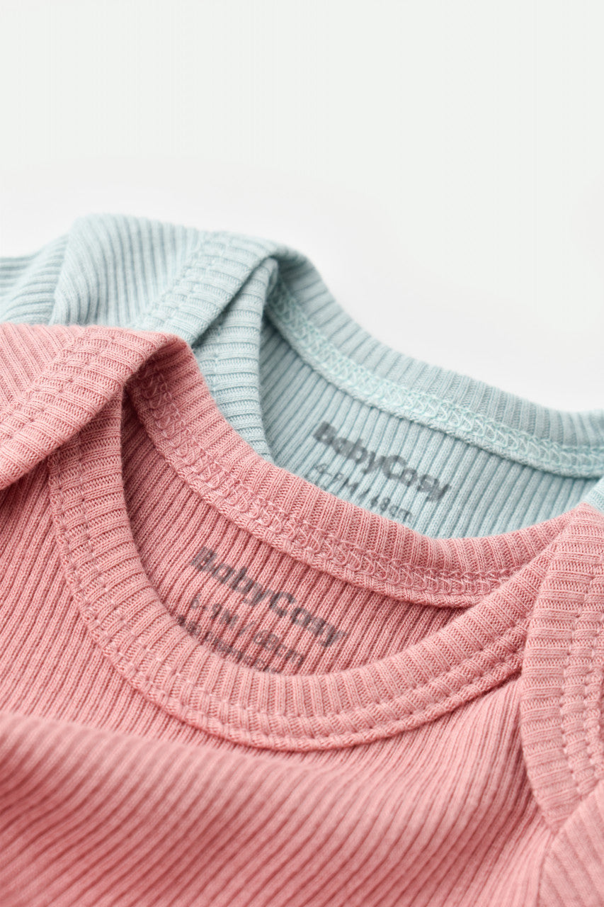 Set 2 body-uri bebe unisex din bumbac organic si modal - Mint/Rose, BabyCosy