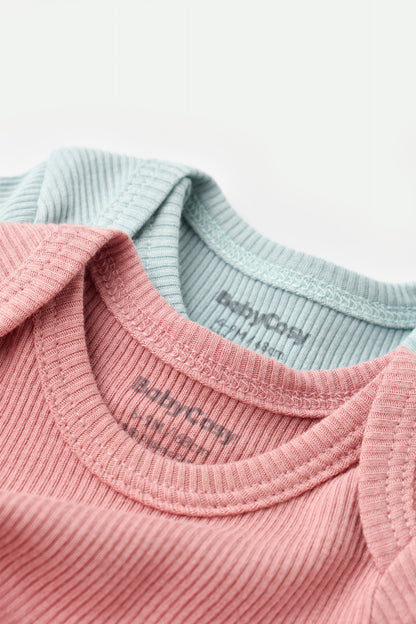Set 2 body-uri bebe unisex din bumbac organic si modal - Mint/Rose, BabyCosy