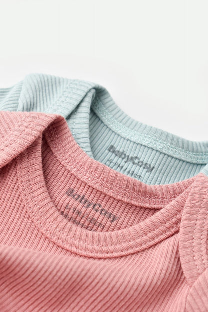 Set 2 body-uri bebe unisex din bumbac organic si modal - Mint/Rose, BabyCosy