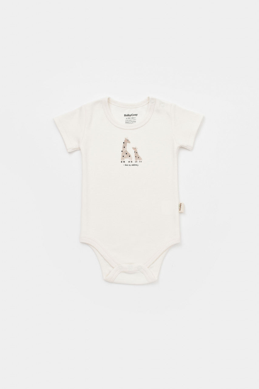 Set 2 body-uri bebe unisex Girafa, BabyCosy, 100% bumbac organic
