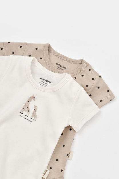 Set 2 body-uri bebe unisex Girafa, BabyCosy, 100% bumbac organic