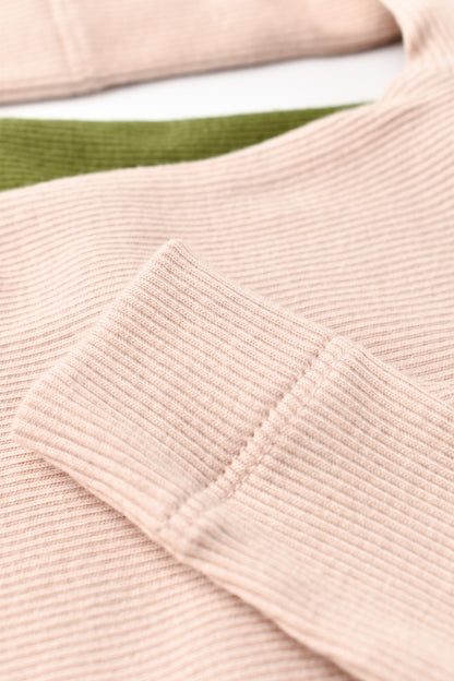 Set 2 body-uri cu maneca lunga bebe unisex din bumbac organic si modal - Verde/Blush, BabyCosy