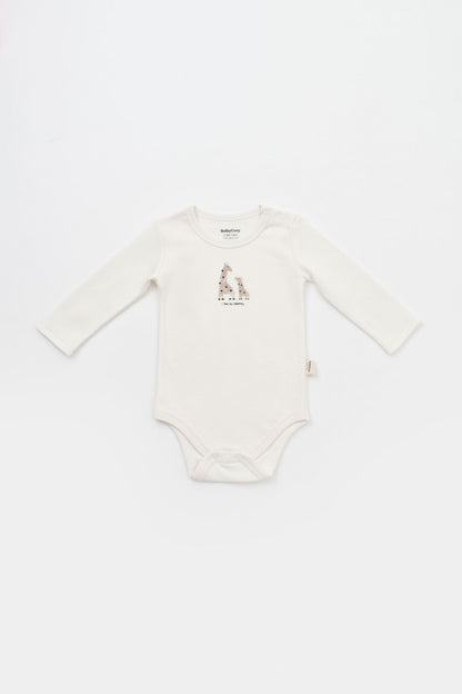 Set 2 body-uri cu maneca lunga bebe unisex Girafa, BabyCosy, 100% bumbac organic