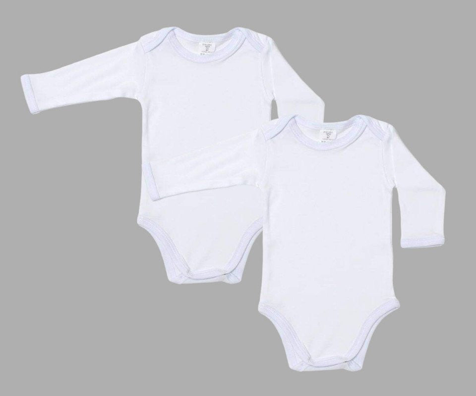 Set 2 body-uri din bumbac albe cu maneca lunga Drool
