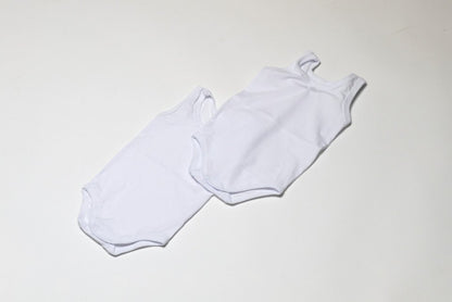 Set 2 body-uri din bumbac albe fara maneca - tip maieu Drool