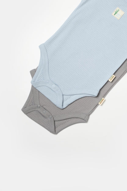 Set 2 body-uri fara maneci Bamboo, bleu, BabyCosy, 50% bambus+50% bumbac