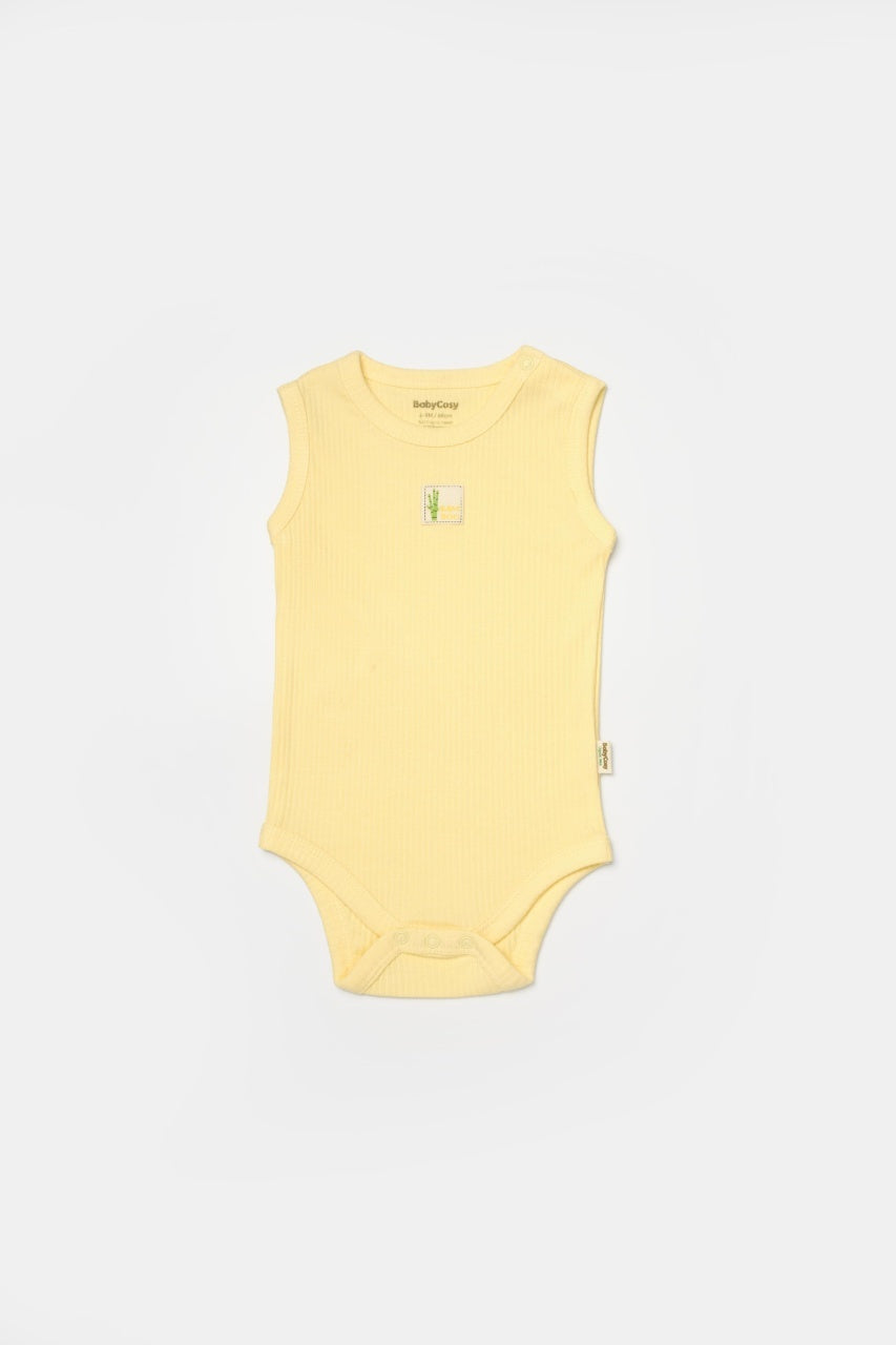 Set 2 body-uri fara maneci Bamboo, galben, BabyCosy, 50% bambus+50% bumbac