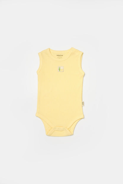 Set 2 body-uri fara maneci Bamboo, galben, BabyCosy, 50% bambus+50% bumbac