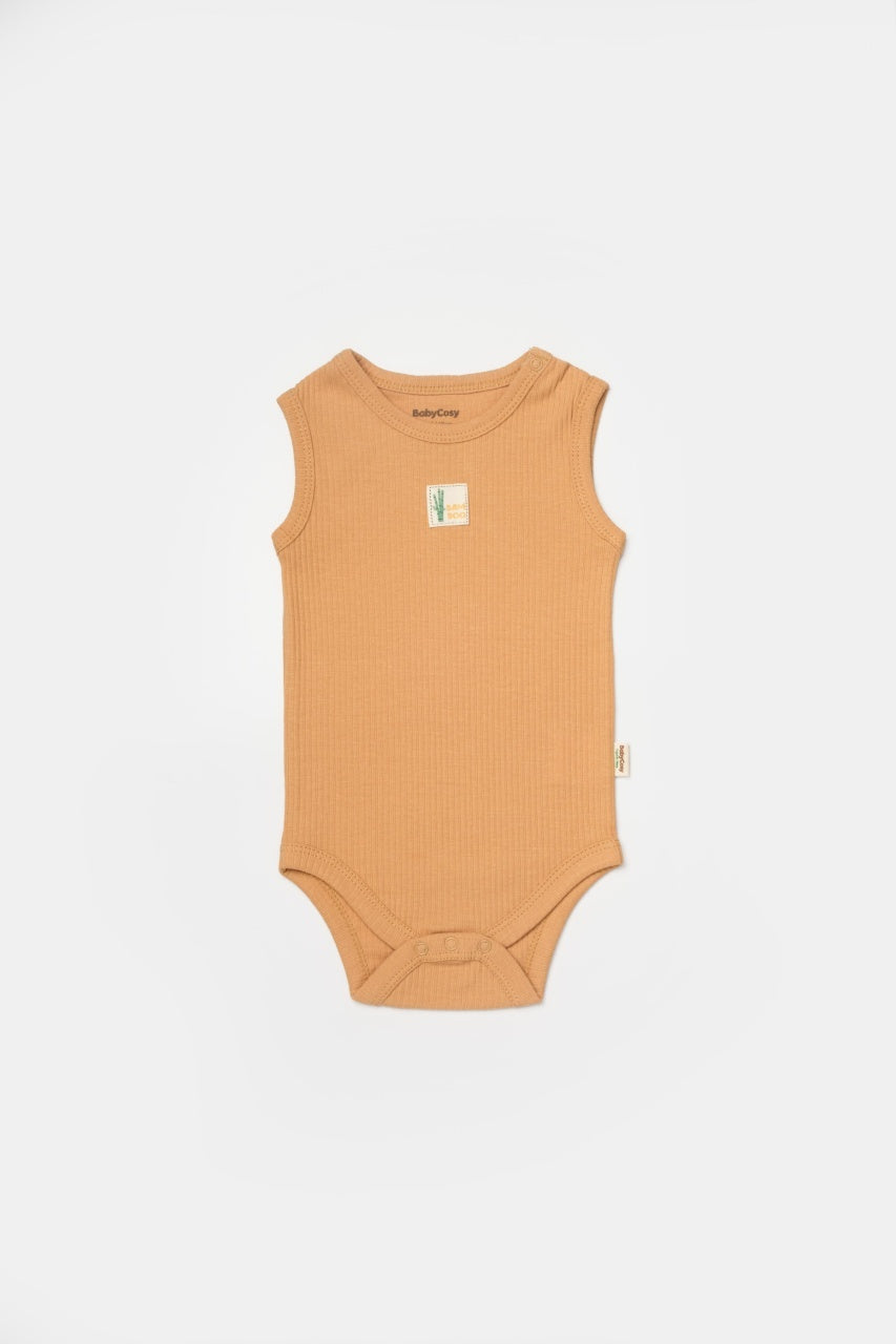 Set 2 body-uri fara maneci Bamboo, galben, BabyCosy, 50% bambus+50% bumbac