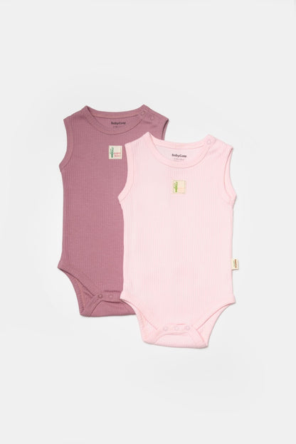 Set 2 body-uri fara maneci Bamboo, roz, BabyCosy, 50% bambus+50% bumbac