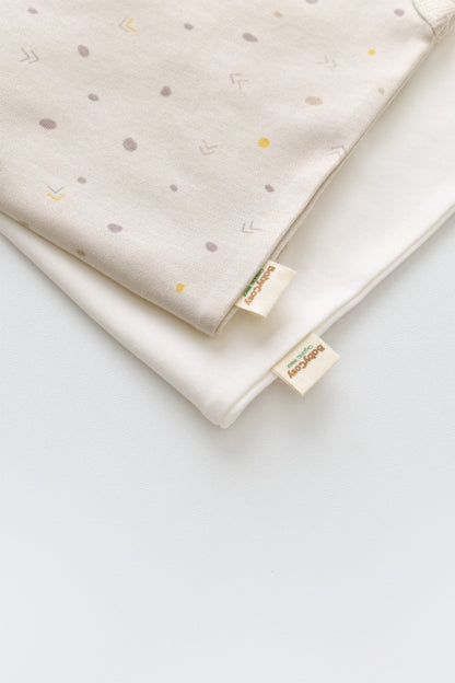 Set 2 body-uri fara maneci bebe unisex -100% bumbac organic - Crem cu buline, BabyCosy