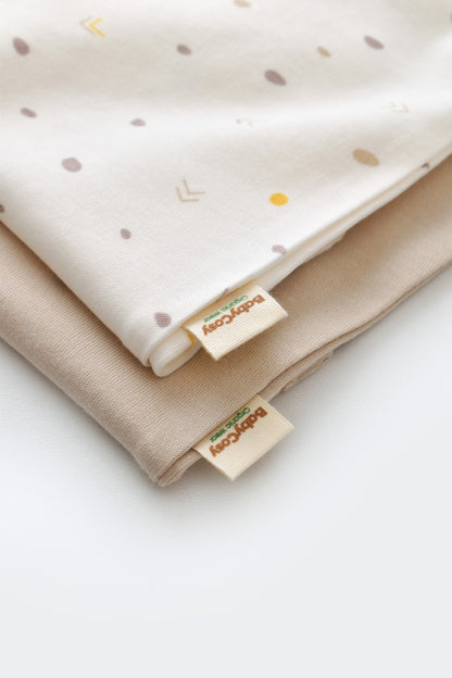 Set 2 body-uri fara maneci bebe unisex -100% bumbac organic - Ecru cu buline, BabyCosy