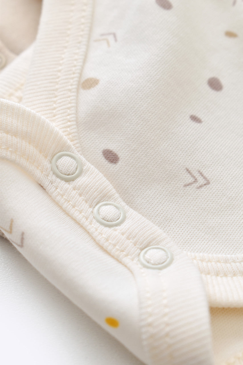 Set 2 body-uri fara maneci bebe unisex -100% bumbac organic - Ecru cu buline, BabyCosy