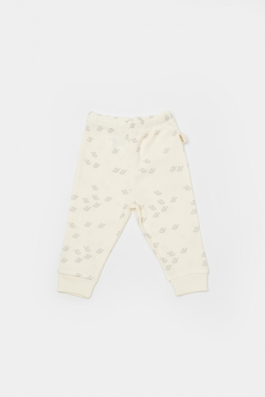 Set 2 pantalonasi Printed, BabyCosy, 50% modal+50% bumbac, Ecru/Lavanda