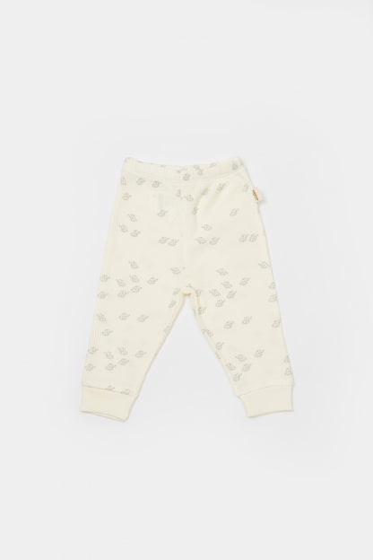 Set 2 pantalonasi Printed, BabyCosy, 50% modal+50% bumbac, Ecru/Lavanda