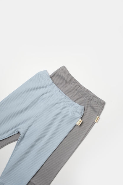 Set 2 pantaloni Bamboo, bleu, BabyCosy, 50%bumbac+50% bambus
