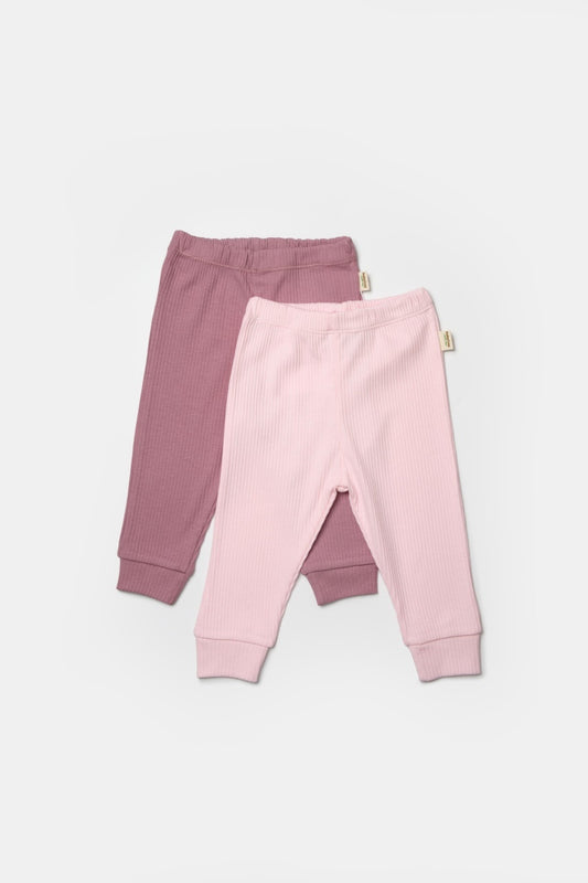 Set 2 pantaloni Bamboo, roz, BabyCosy, 50%bumbac+50% bambus - Pantaloni