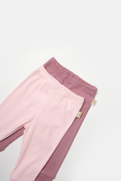 Set 2 pantaloni Bamboo, roz, BabyCosy, 50%bumbac+50% bambus