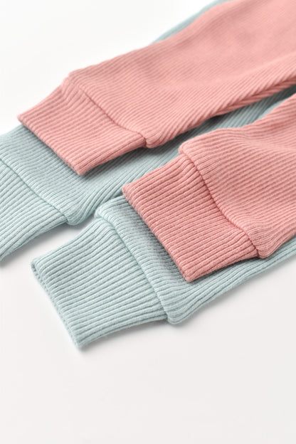 Set 2 pantaloni bebe unisex din bumbac organic si modal - Mint/Rose, BabyCosy