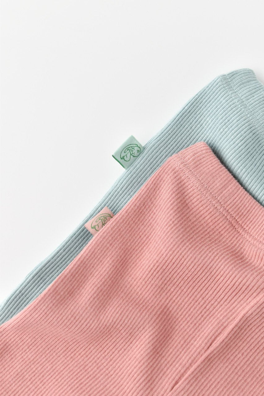 Set 2 pantaloni bebe unisex din bumbac organic si modal - Mint/Rose, BabyCosy
