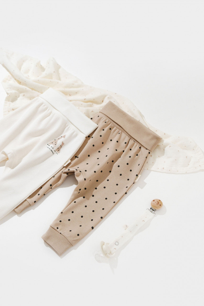 Set 2 pantaloni bebe unisex Girafa, BabyCosy, 100% bumbac organic