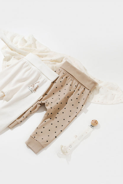 Set 2 pantaloni bebe unisex Girafa, BabyCosy, 100% bumbac organic
