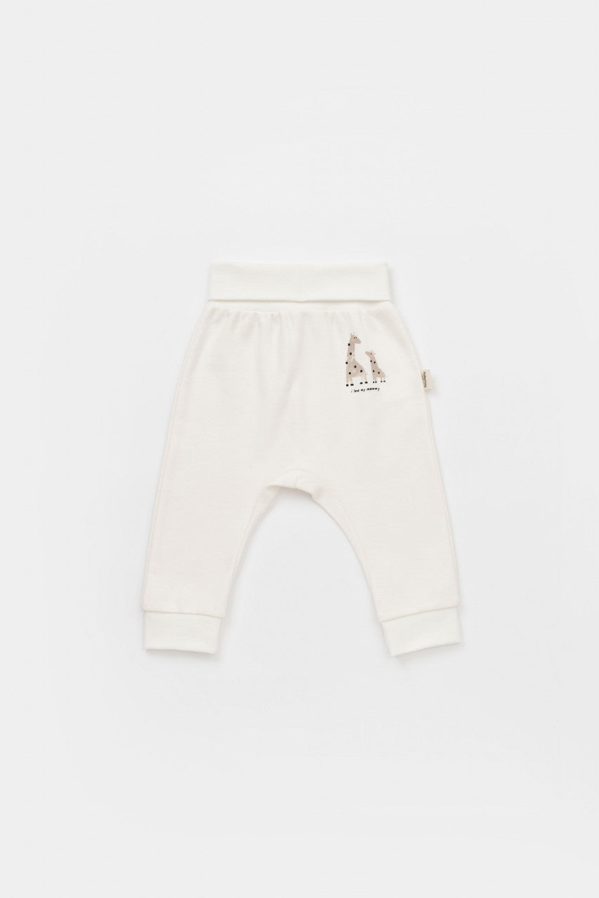 Set 2 pantaloni bebe unisex Girafa, BabyCosy, 100% bumbac organic
