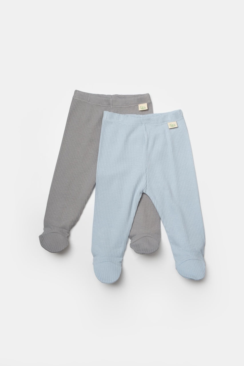 Set 2 pantaloni cu botosei Bamboo, blue, BabyCosy, 50%bumbac+50% bambus