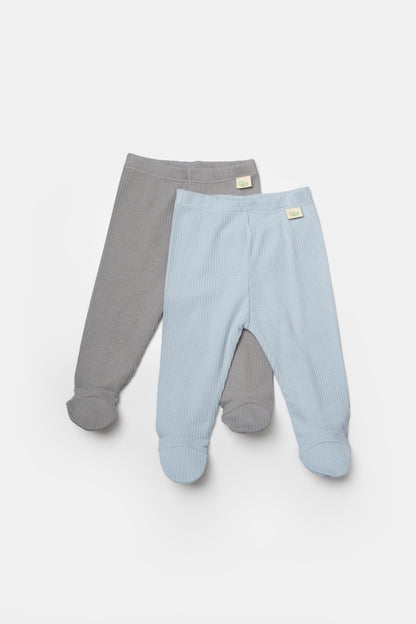 Set 2 pantaloni cu botosei Bamboo, blue, BabyCosy, 50%bumbac+50% bambus