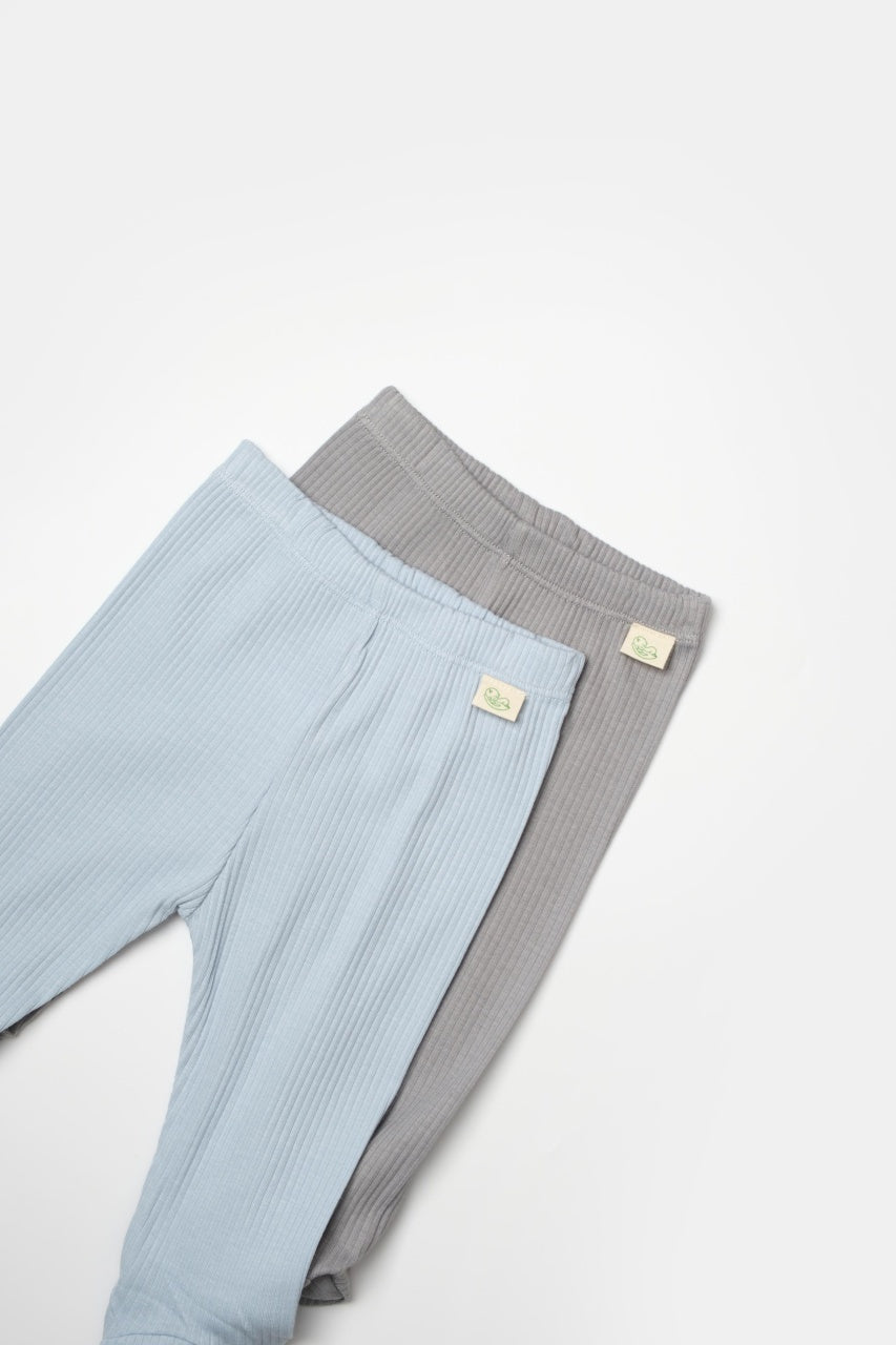 Set 2 pantaloni cu botosei Bamboo, blue, BabyCosy, 50%bumbac+50% bambus